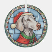 Weimaraner Glas in lood Kerst Glas Ornament (Voorkant)