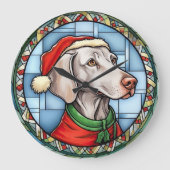 Weimaraner Glas in lood Kerst Grote Klok (Voorkant)