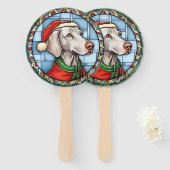 Weimaraner Glas in lood Kerst Handwaaier (Voorkant en achterkant)