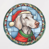 Weimaraner Glas in lood Kerst Labels (Design 1)