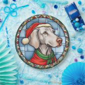 Weimaraner Glas in lood Kerst Papieren Bordje (Feest)