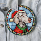 Weimaraner Glas in lood Kerst Ronde Button 6,0 Cm (In situ)