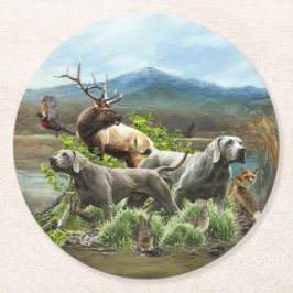 Weimaraner, "Grijze Geest" Ronde Kartonnen Onderzetter