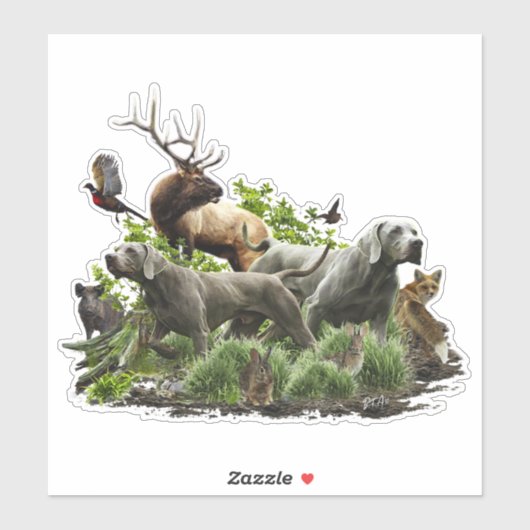 Weimaraner, "Grijze Geest" Sticker (Vel)