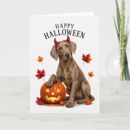 Weimaraner Halloween DuivelsHond Kaart