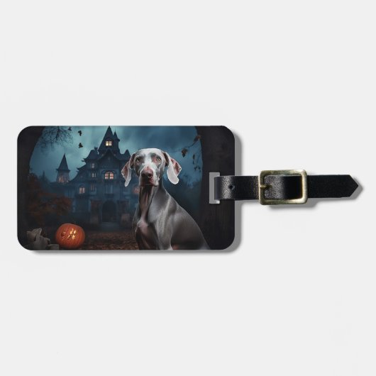 Weimaraner Halloween Griezelen Bagagelabel (Voorkant horizontaal)