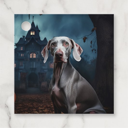 Weimaraner Halloween Griezelen Bedankjes Labels (Voorkant)