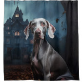 Weimaraner Halloween Griezelen Douchegordijn (Voorkant)