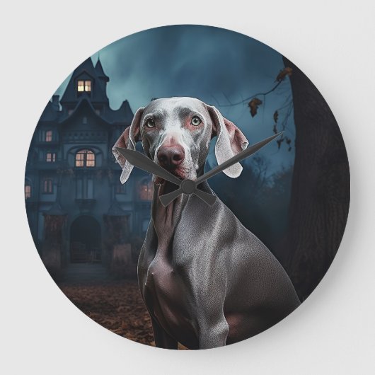 Weimaraner Halloween Griezelen Grote Klok (Voorkant)