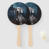 Weimaraner Halloween Griezelen Handwaaier (Voorkant en achterkant)