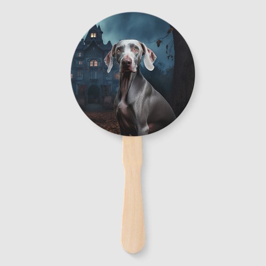 Weimaraner Halloween Griezelen Handwaaier (Voorkant)