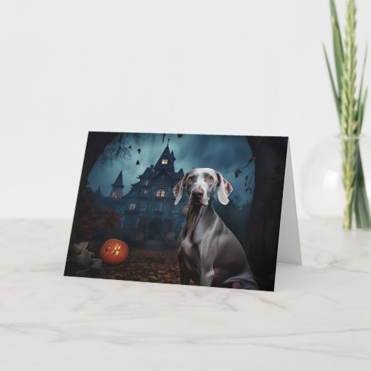 Weimaraner Halloween Griezelen Kaart (Voorkant)