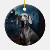 Weimaraner Halloween Griezelen Keramisch Ornament (Achterkant)