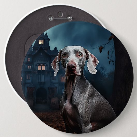 Weimaraner Halloween Griezelen Ronde Button 6,0 Cm (Voorkant /achterkant)