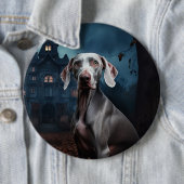 Weimaraner Halloween Griezelen Ronde Button 6,0 Cm (In situ)