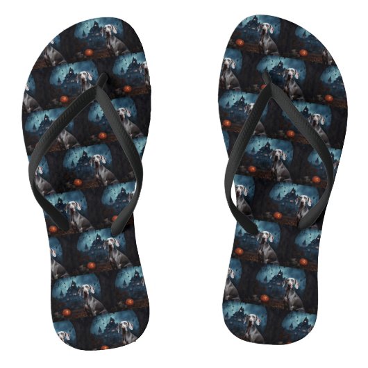 Weimaraner Halloween Griezelen Teenslippers (Voetbed)