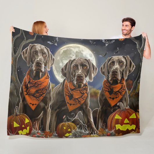 Weimaraner Halloween Griezelig  Fleece Deken (In situ)