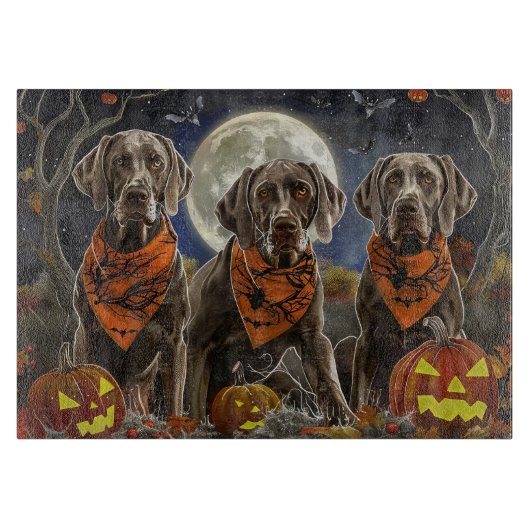 Weimaraner Halloween Griezelig Snijplank (Voorkant)