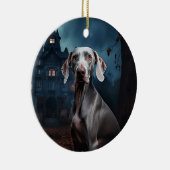 Weimaraner Halloween Scary Keramisch Ornament (Rechts)
