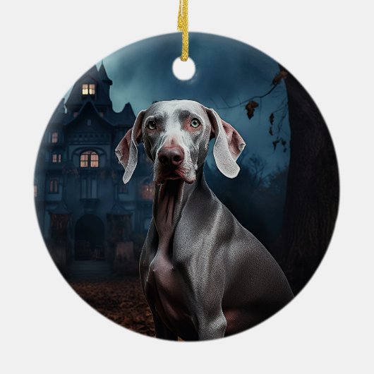Weimaraner Halloween Scary Keramisch Ornament (Achterkant)