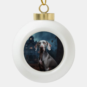 Weimaraner Halloween Scary Keramische Bal Ornament