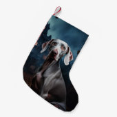 Weimaraner Halloween Scary Kleine Kerstsok (Voorkant (Hangend))