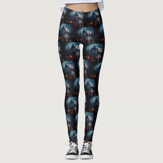 Weimaraner Halloween Scary Leggings (Voorkant)