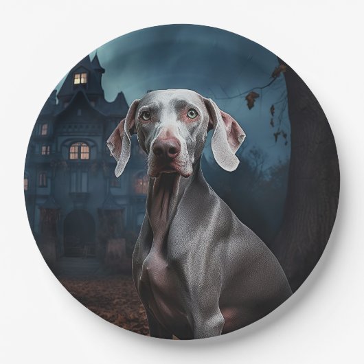 Weimaraner Halloween Scary Papieren Bordje (Voorkant)