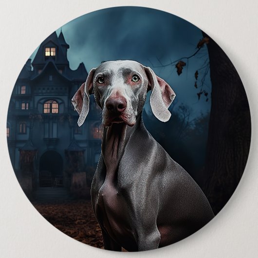 Weimaraner Halloween Scary Ronde Button 6,0 Cm (Voorkant)