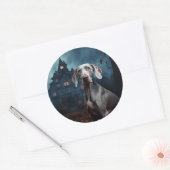 Weimaraner Halloween Scary Ronde Sticker (Envelop)