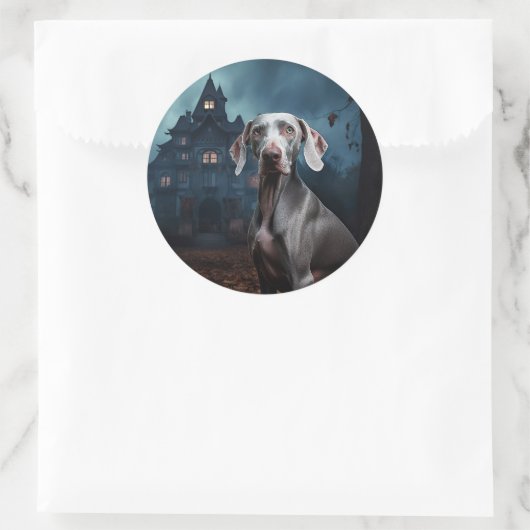 Weimaraner Halloween Scary Ronde Sticker (Tas)