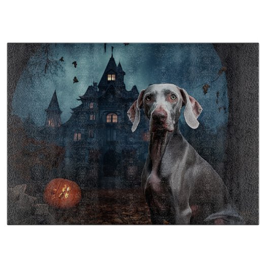 Weimaraner Halloween Scary Snijplank (Voorkant)