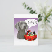 Weimaraner Halloween Snoep Briefkaart (Staand voorkant)