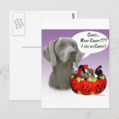Weimaraner Halloween Snoep Briefkaart (Voorkant / Achterkant)