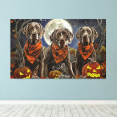 Weimaraner Halloween Spoken  Canvas Afdruk (Insitu (Houten vloer))