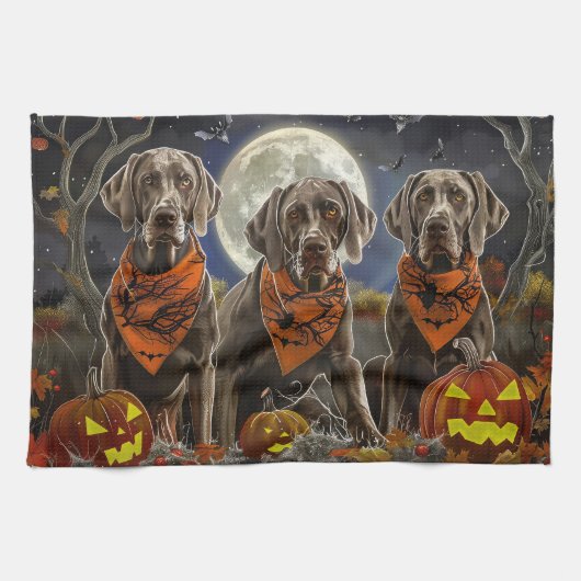 Weimaraner Halloween Spoken  Theedoek (Horizontaal)