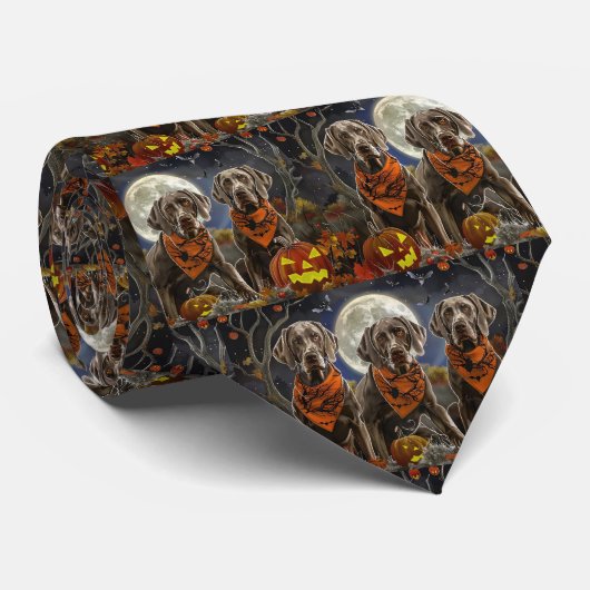 Weimaraner Halloween Spokengeest Stropdas (Opgerold)