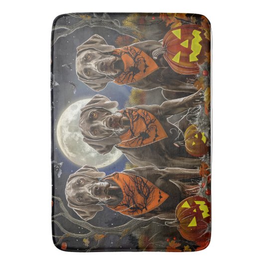 Weimaraner Halloween Spooky Badmat (Voorkant Verticaal)