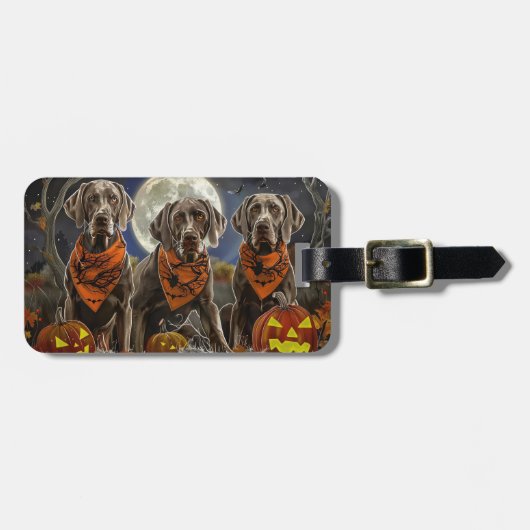 Weimaraner Halloween Spooky Bagagelabel (Voorkant horizontaal)