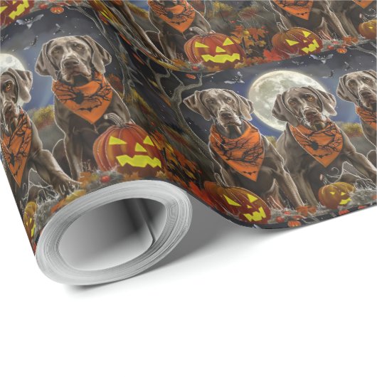 Weimaraner Halloween Spooky Cadeaupapier (Rol Hoek)