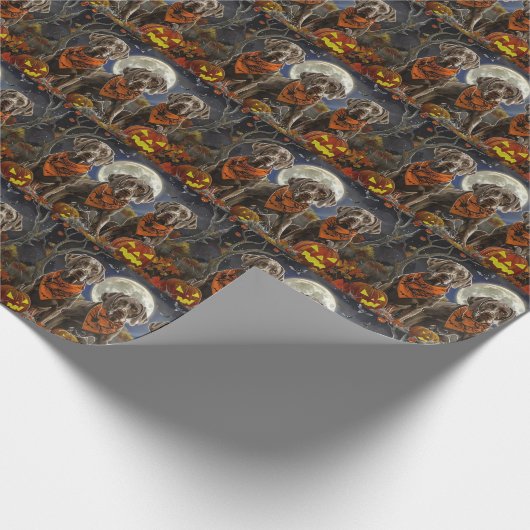 Weimaraner Halloween Spooky Cadeaupapier (Hoek)