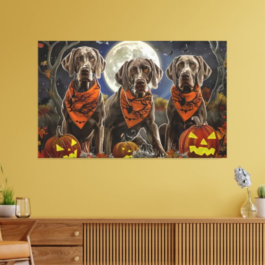 Weimaraner Halloween Spooky Canvas Afdruk (Insitu (Woonkamer))