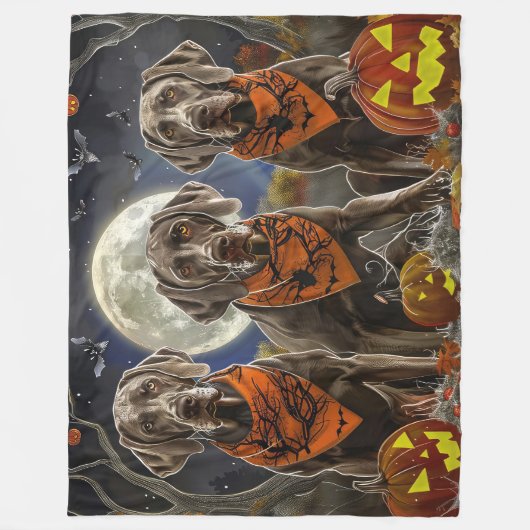 Weimaraner Halloween Spooky Fleece Deken (Voorkant)