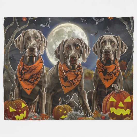 Weimaraner Halloween Spooky Fleece Deken (Voorkant (Horizontaal))