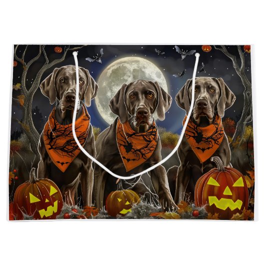 Weimaraner Halloween Spooky Groot Cadeauzakje (Voorkant)
