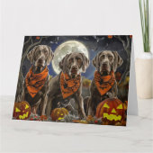 Weimaraner Halloween Spooky Kaart (Voorkant)
