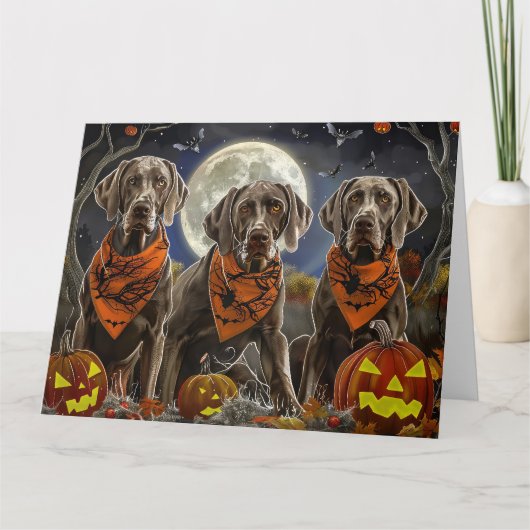 Weimaraner Halloween Spooky Kaart (Voorkant)