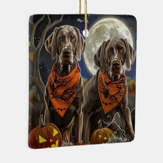Weimaraner Halloween Spooky Keramisch Ornament (Rechts)