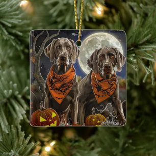 Weimaraner Halloween Spooky Keramisch Ornament
