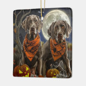 Weimaraner Halloween Spooky Keramisch Ornament (Links)